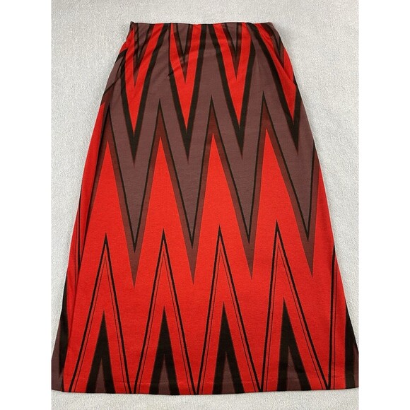 ECI New York Maxi Skirt Women’s Size Medium Red Black Knit Zig Zag Pattern - Picture 3 of 9